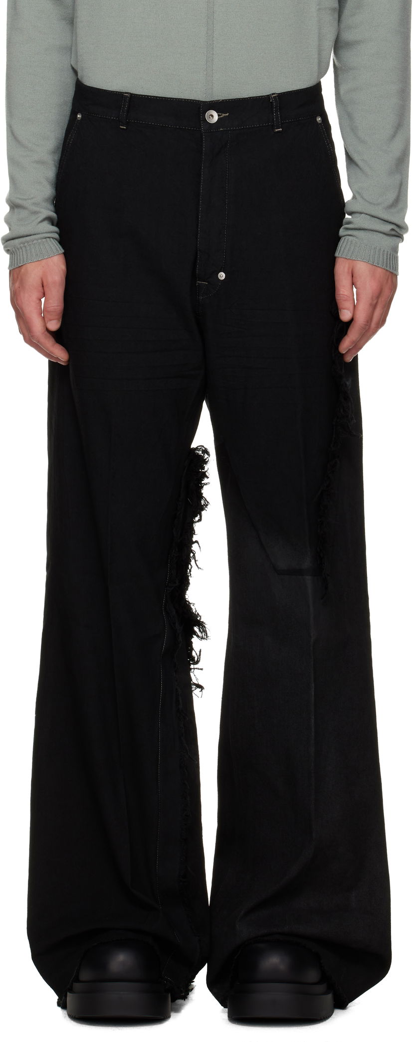 Jeans Rick Owens Concordians Joris Wide-Leg Distressed Jeans Sort | RR02E1308 BBCL