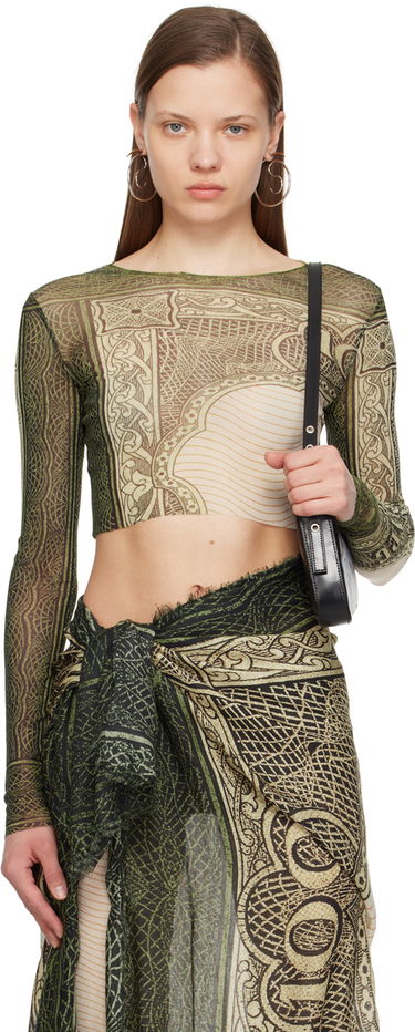 Crop top Jean Paul Gaultier Gaultier 'The Cartouche' Long Sleeve Crop Top Grøn | 24/25-U-TO018-T515-400300156, 0