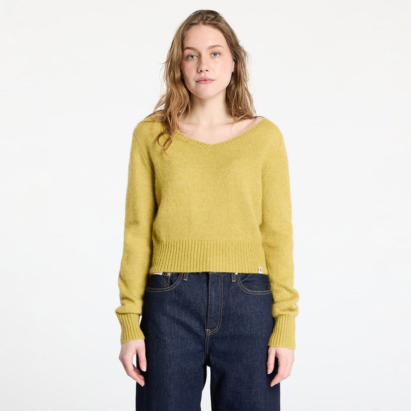 Sweater CALVIN KLEIN Calvin Klein Jeans Women's Fluffy Yarn V-Neck Sweater Grøn | J20J224801 LMD