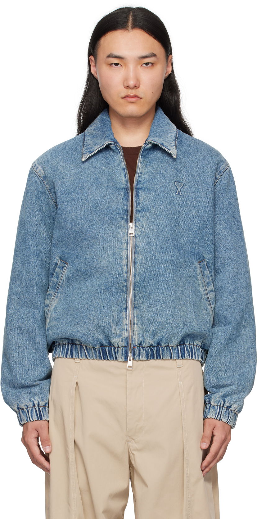 Bomberjakke AMI AMI Paris Ami de Coeur Denim Jacket Blå | HJK043.DE0046