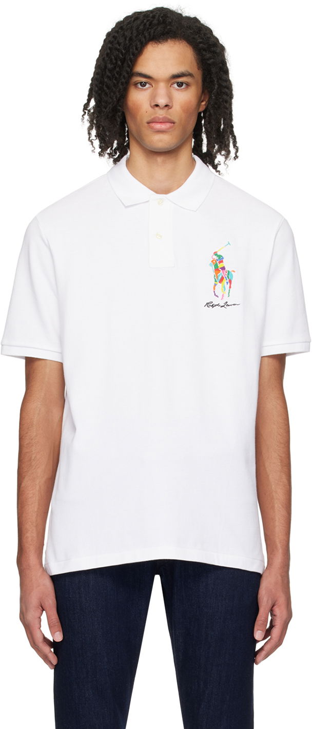 Polo skjorte Polo by Ralph Lauren Classic Big Pony Polo Hvid | 710926413002