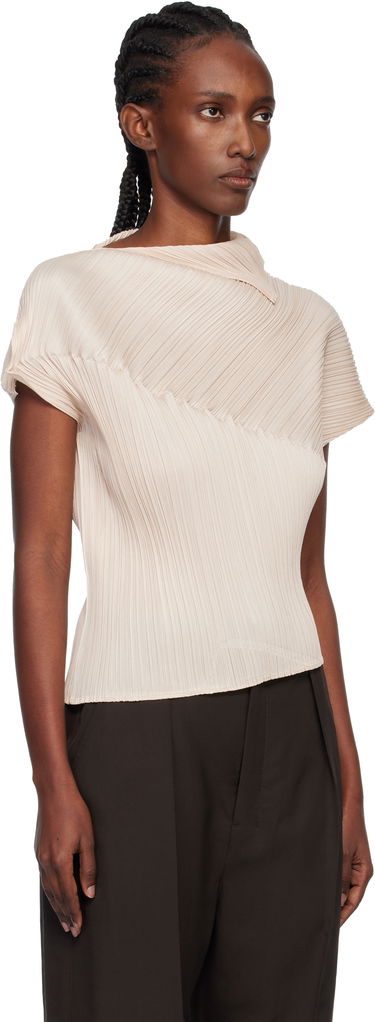 T-shirts og tank tops Pleats Please Issey Miyake Pleats Please Issey Miyake Pleated Asymmetric Leap Top Beige | PP58JK461, 1