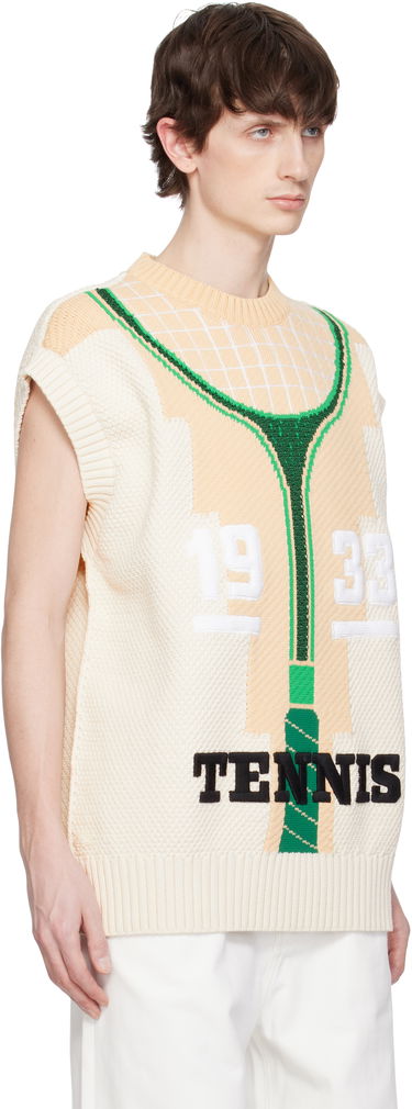 Sweater Lacoste Runway Graphic Tennis Sweater Vest Beige | AH6751, 1