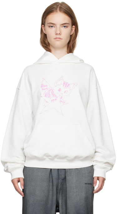Sweatshirt We11done Fitted Hoodie With Graphic Print Hvid | WD-TH2-24-832-U-IV, 0