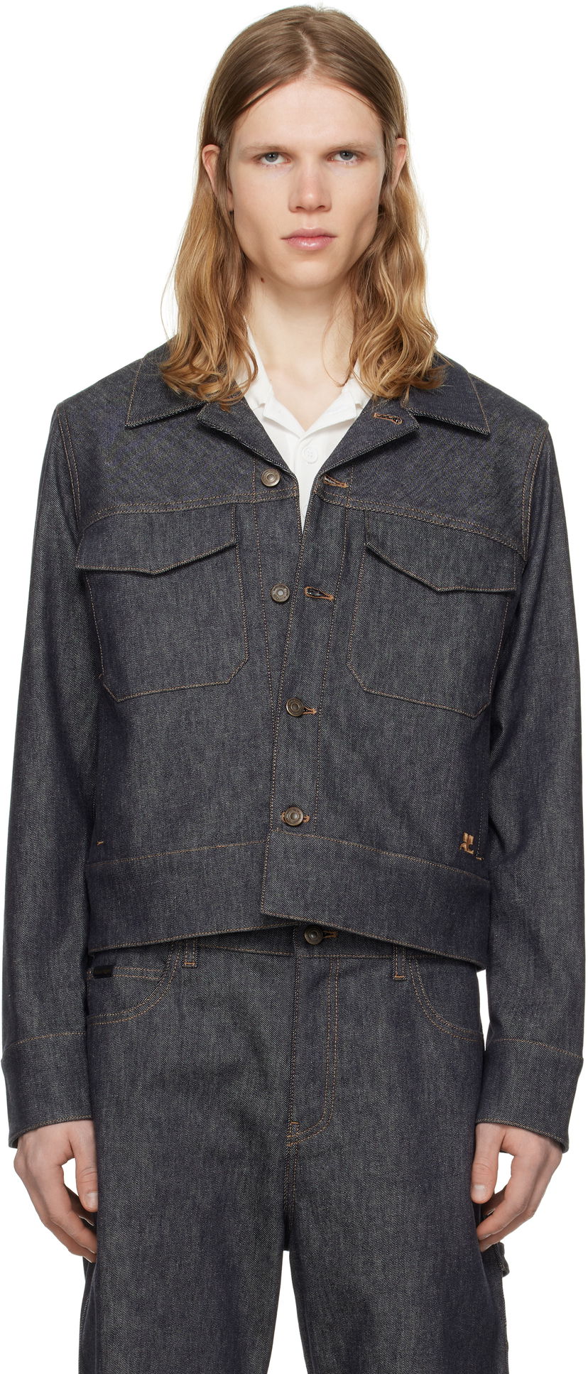 Jakke Courrèges Courrèges Utility Trucker Denim Jacket Blå | 125DBL250DE0035