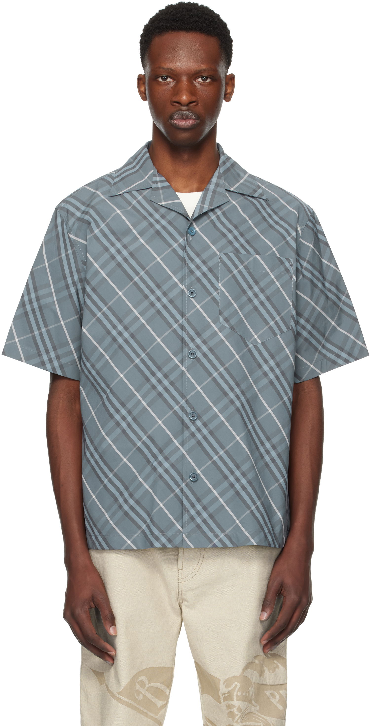 Skjorte Burberry Burberry Relaxed Fit Check Cotton Shirt Blå | 8109208, 0