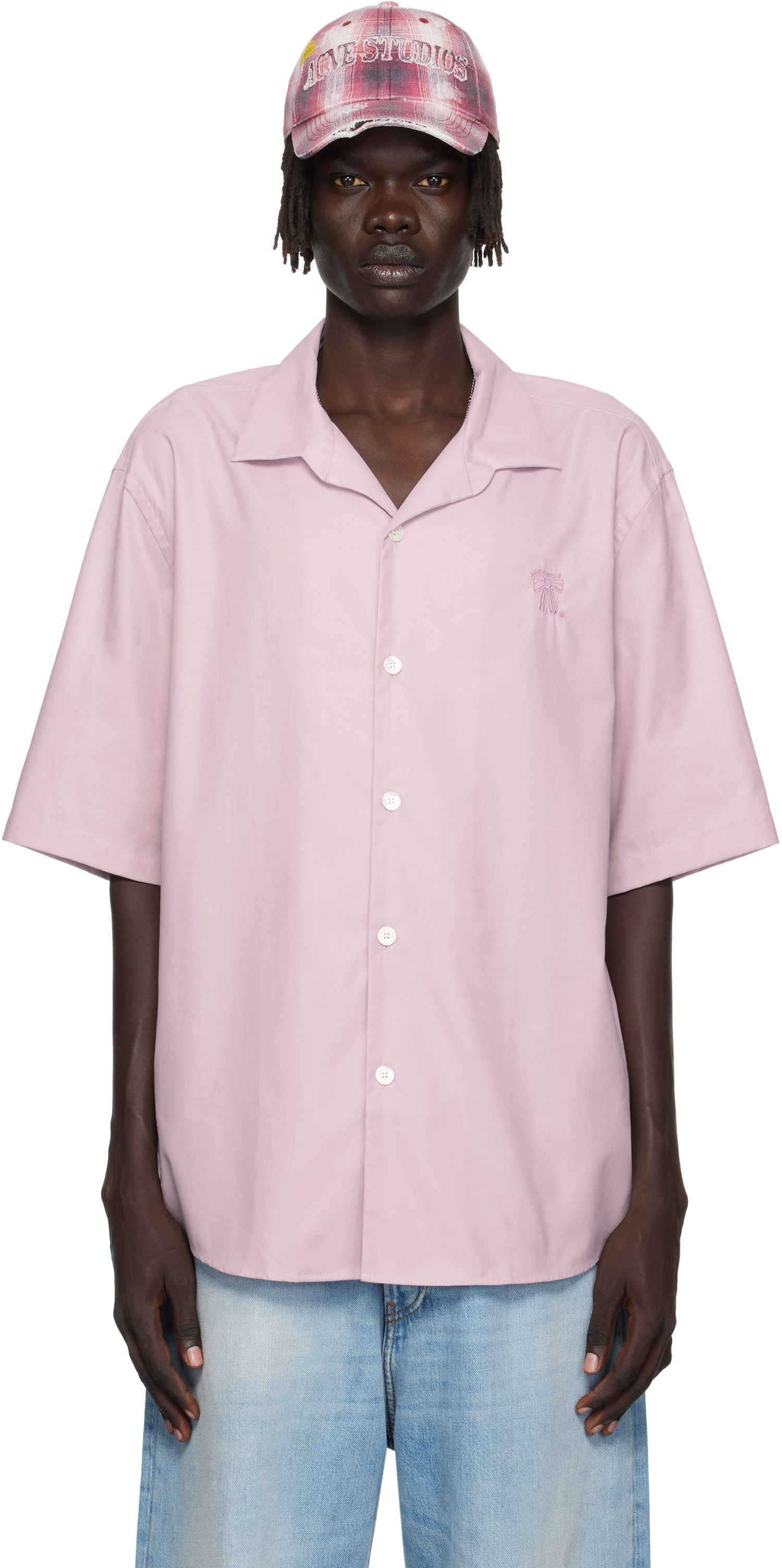 Skjorte Acne Studios Acne Studios Button-Up Camp Collar Shirt Lyserød | BB0634-, 0