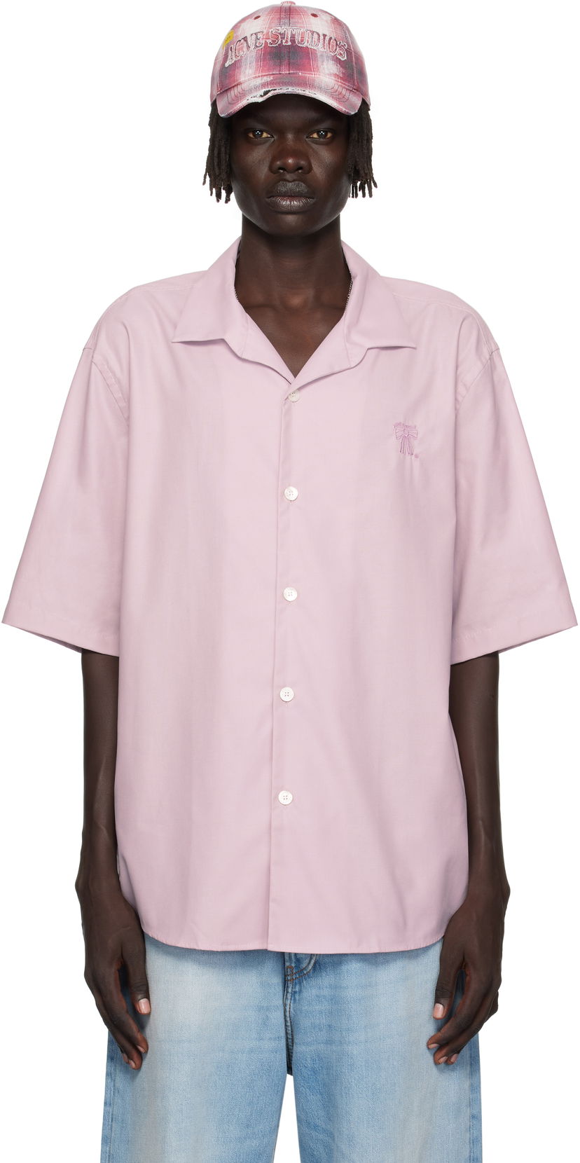 Skjorte Acne Studios Acne Studios Button-Up Camp Collar Shirt Lyserød | BB0634-
