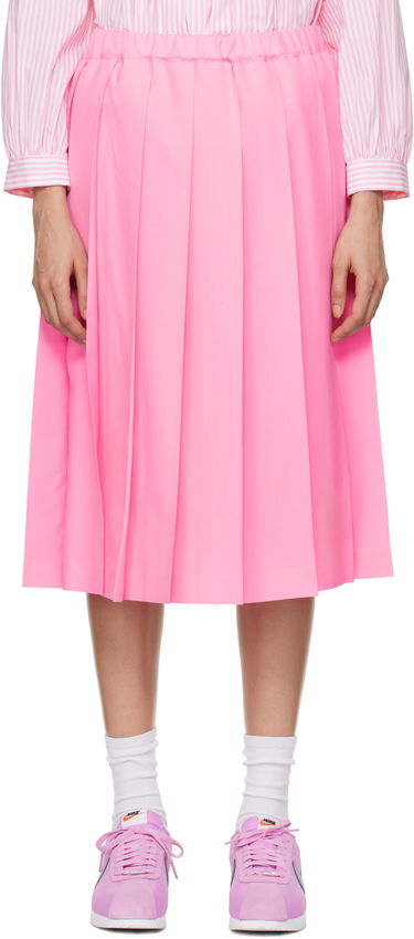 Nederdel Comme des Garçons Comme des Garçons Girl Tropical Wool Pleated Midi Skirt Lyserød | NN-S003-051, 0