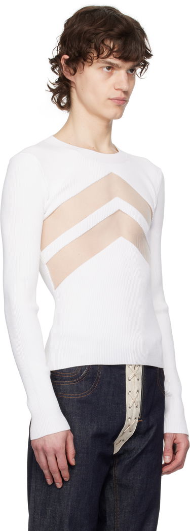 Sweater Jean Paul Gaultier Jean Paul Gaultier 'The Chevrons' Ribbed Sweater Hvid | 25/33-F-TO265-M085-01, 1
