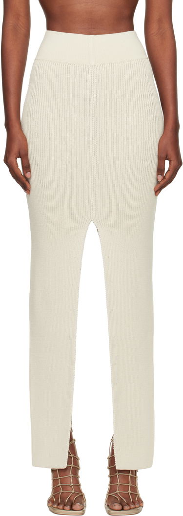 Nederdel Rick Owens Rick Owens Concordians Ribbed Knit Sliced Midi Skirt Hvid | RO02E4671 KWVH, 0