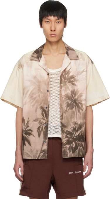 Skjorte Palm Angels Palm Angels Sunset Palms Bowling Shirt Beige | PMGG00AS25FAB0026110, 0