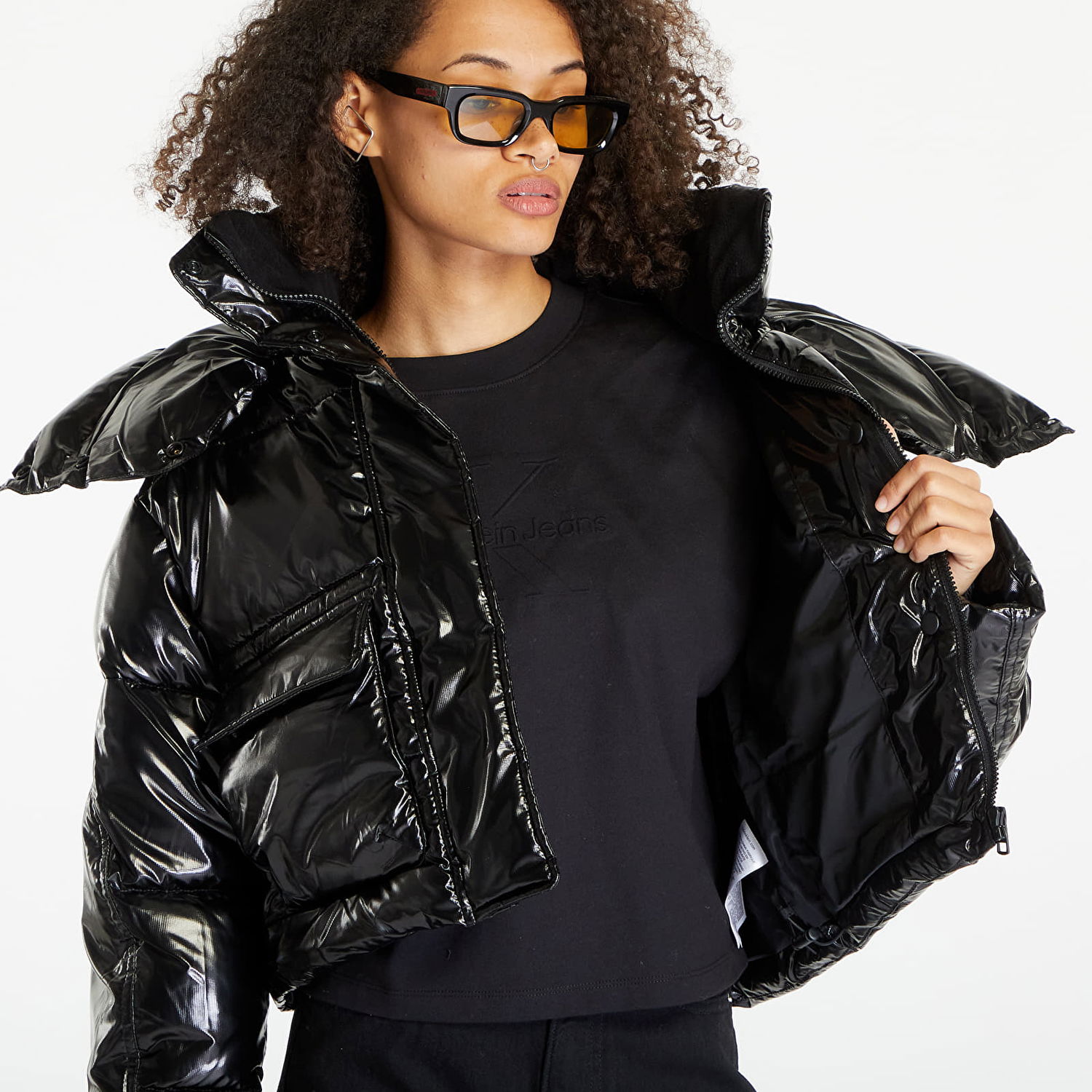 Puffer jakke CALVIN KLEIN High Shine Puffer Jacket Sort | J20J221884 BEH, 1