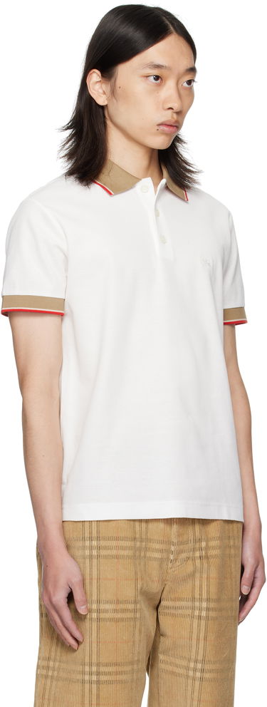 Polo skjorte Burberry Burberry Logo Collar Polo Hvid | 8110096, 1