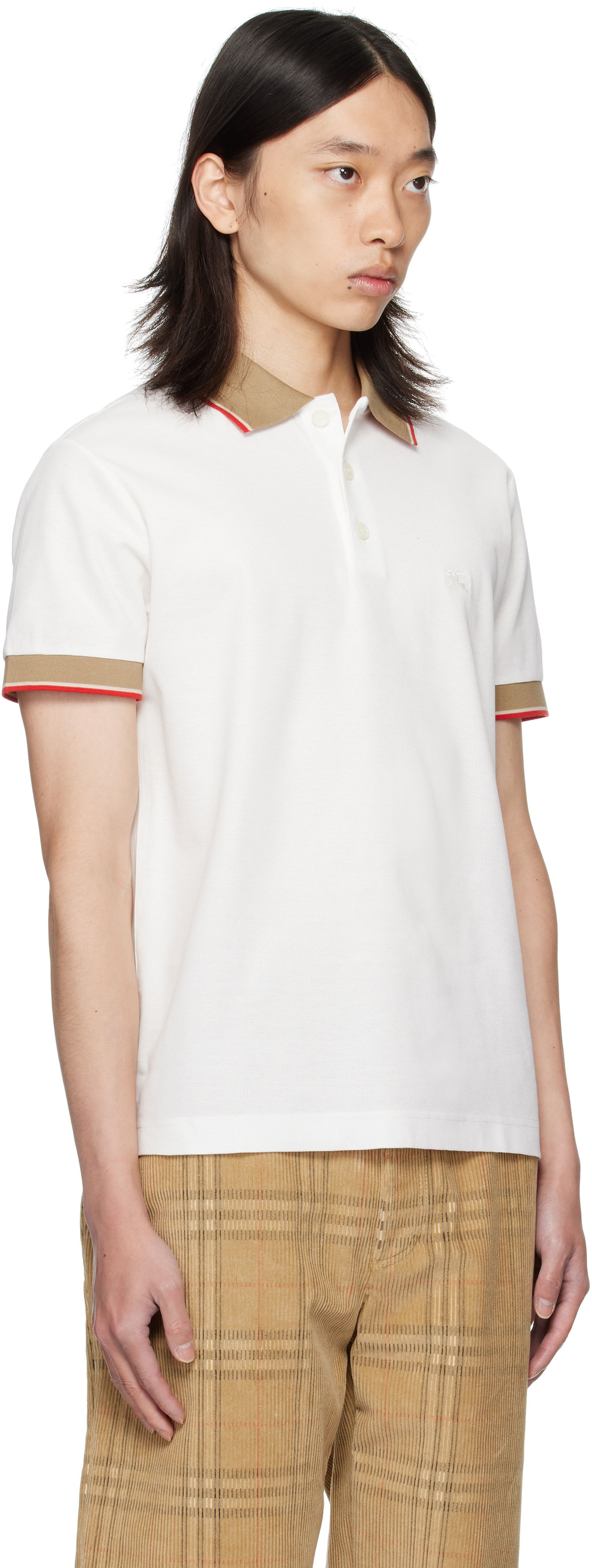 Polo skjorte Burberry Burberry Logo Collar Polo Hvid | 8110096, 1
