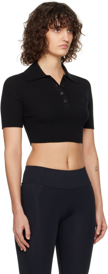 Polo skjorte Courrèges Courrèges Cropped Knit Polo Top Sort | 125MPO046FI0001, 1