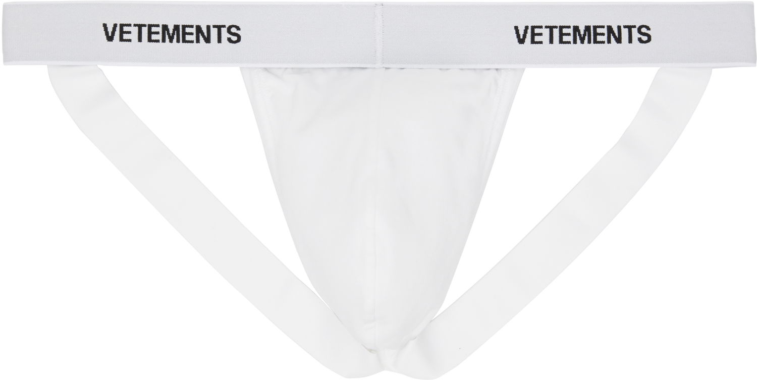 Trusser VETEMENTS Vetements Logo-Woven Jock Strap Hvid | MA66UN110W, 1