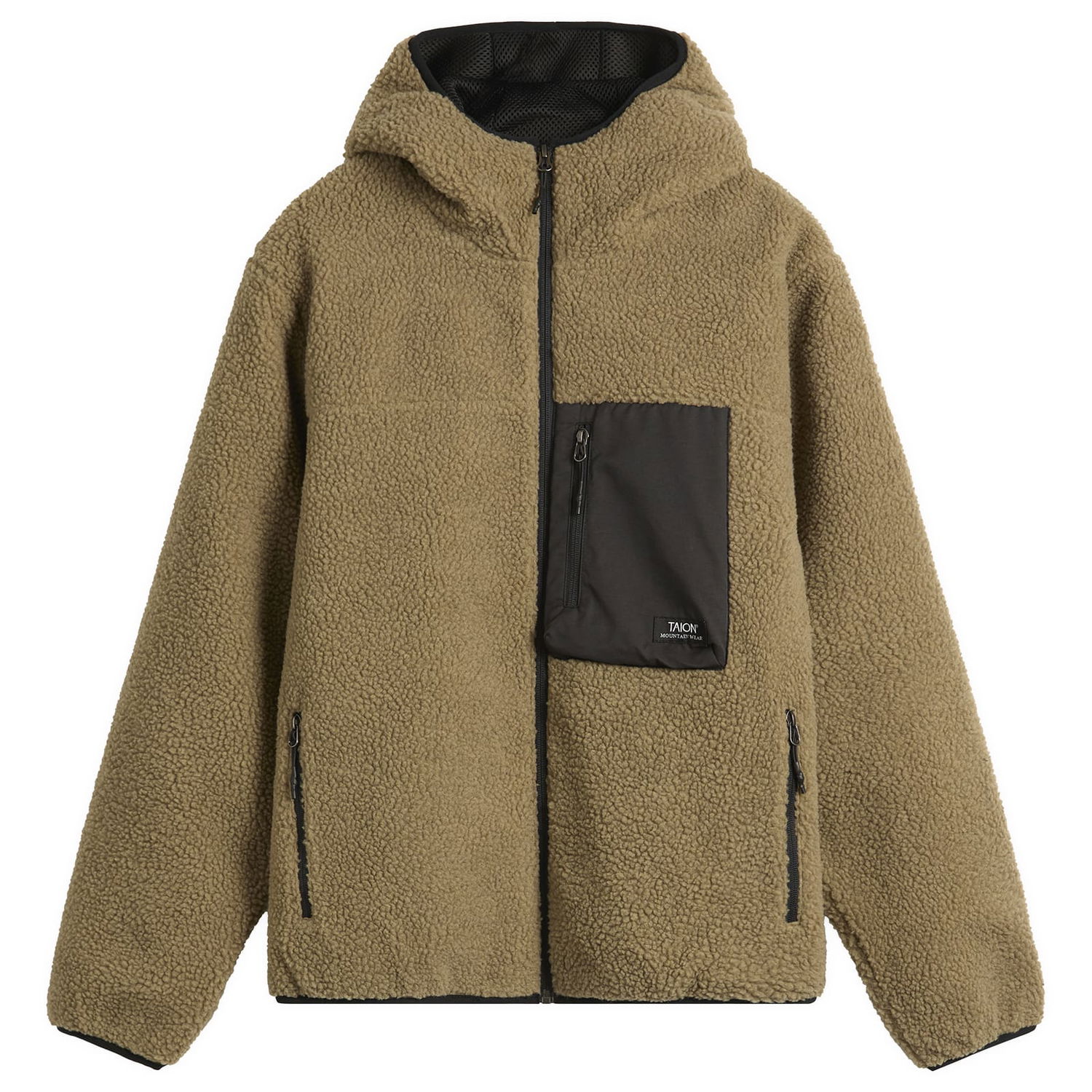 Jakke TAION Mountain Boa Hooded Fleece Jacket Beige | TAION-106NDMBMT-BEBK, 1
