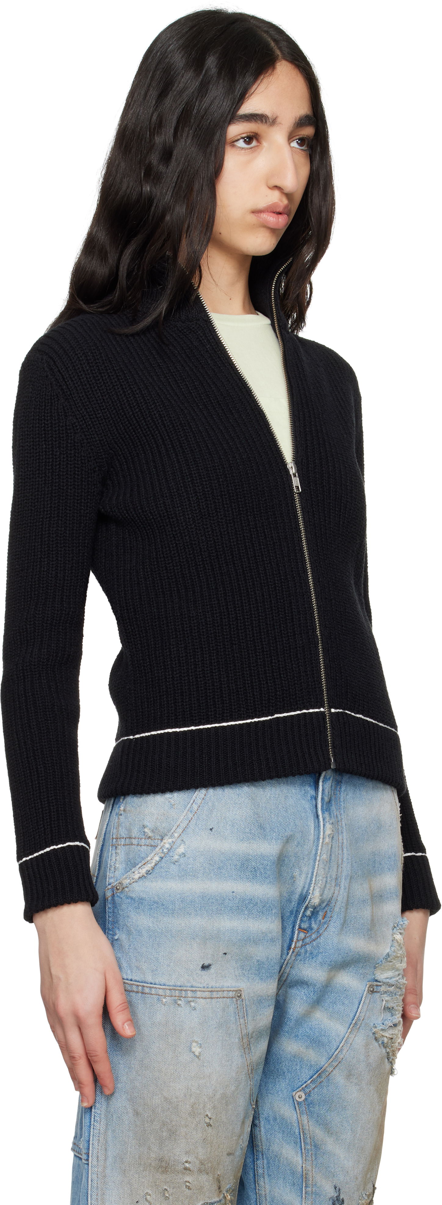 Sweater Maison Margiela MM6 Maison Margiela Slitted Camionneur Track Jacket Sort | S62AN0142 M13124, 1