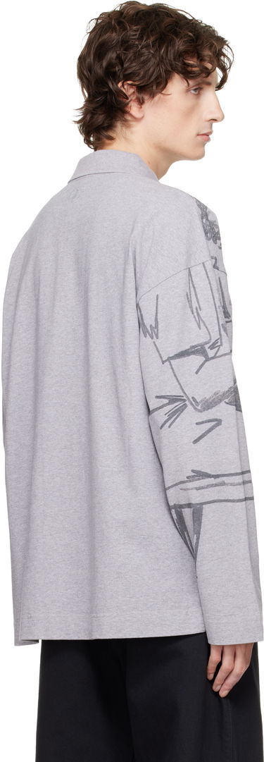 Polo skjorte JW Anderson JW Anderson Figure Print Long-Sleeve Quarter-Zip Polo Grå | JO0274-PG1755, 2