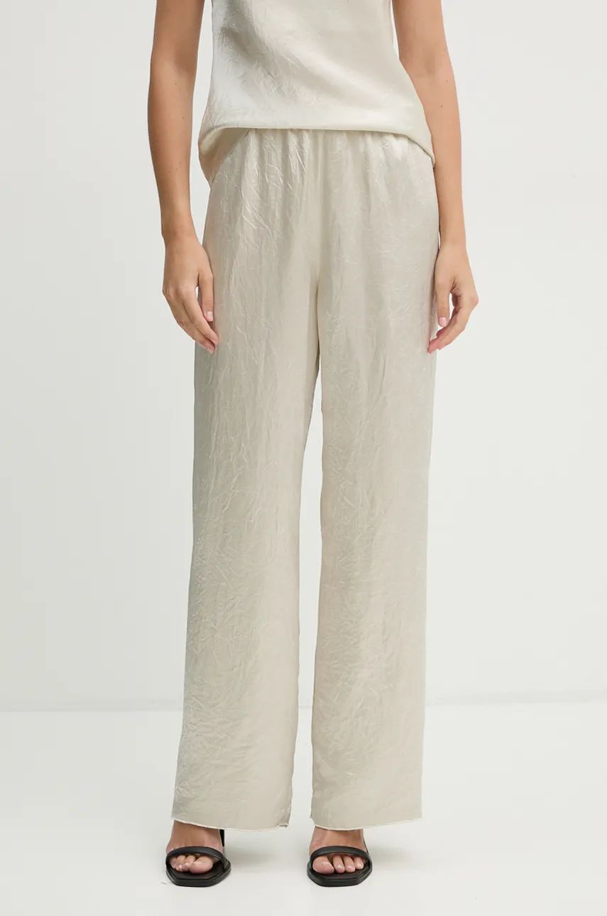 Bukser Nanushka Brenda High Waisted Wide Leg Pants Beige | NW24PFOW13571, 0