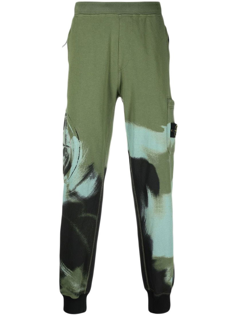 Joggingbukser Stone Island Paint-Stroke-Print Joggers Grøn | 771563445