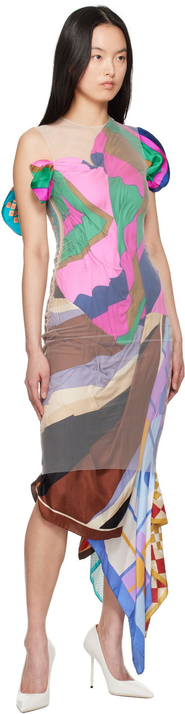 Kjole Marine Serre Marine Serre Regenerated Silk Scarves Fitted Maxi Dress Flerfarvet | WDR330A UWOV0028, 3
