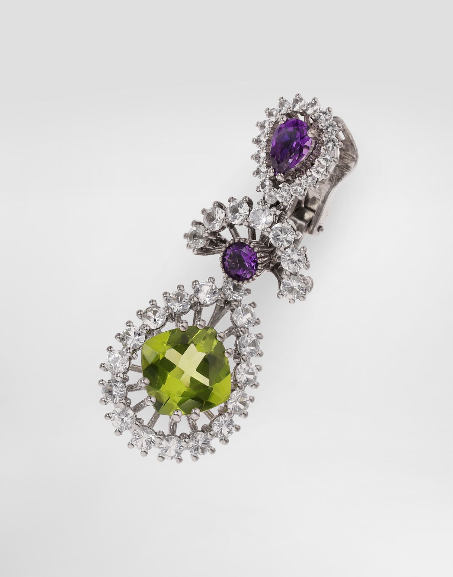 Øreringe Dolce & Gabbana Dolce & Gabbana Eleganza Earrings with Amethysts, Peridots, and Sapphires in 18K White Gold Flerfarvet | WESA4GWAME180001, 1