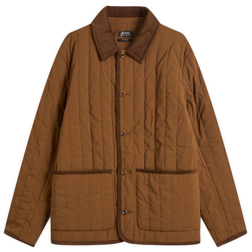 Jakke A.P.C. Men's Leone Technical Canvas Quilted Jacket, Size Small Brun | PAAGA-M32007-CAA