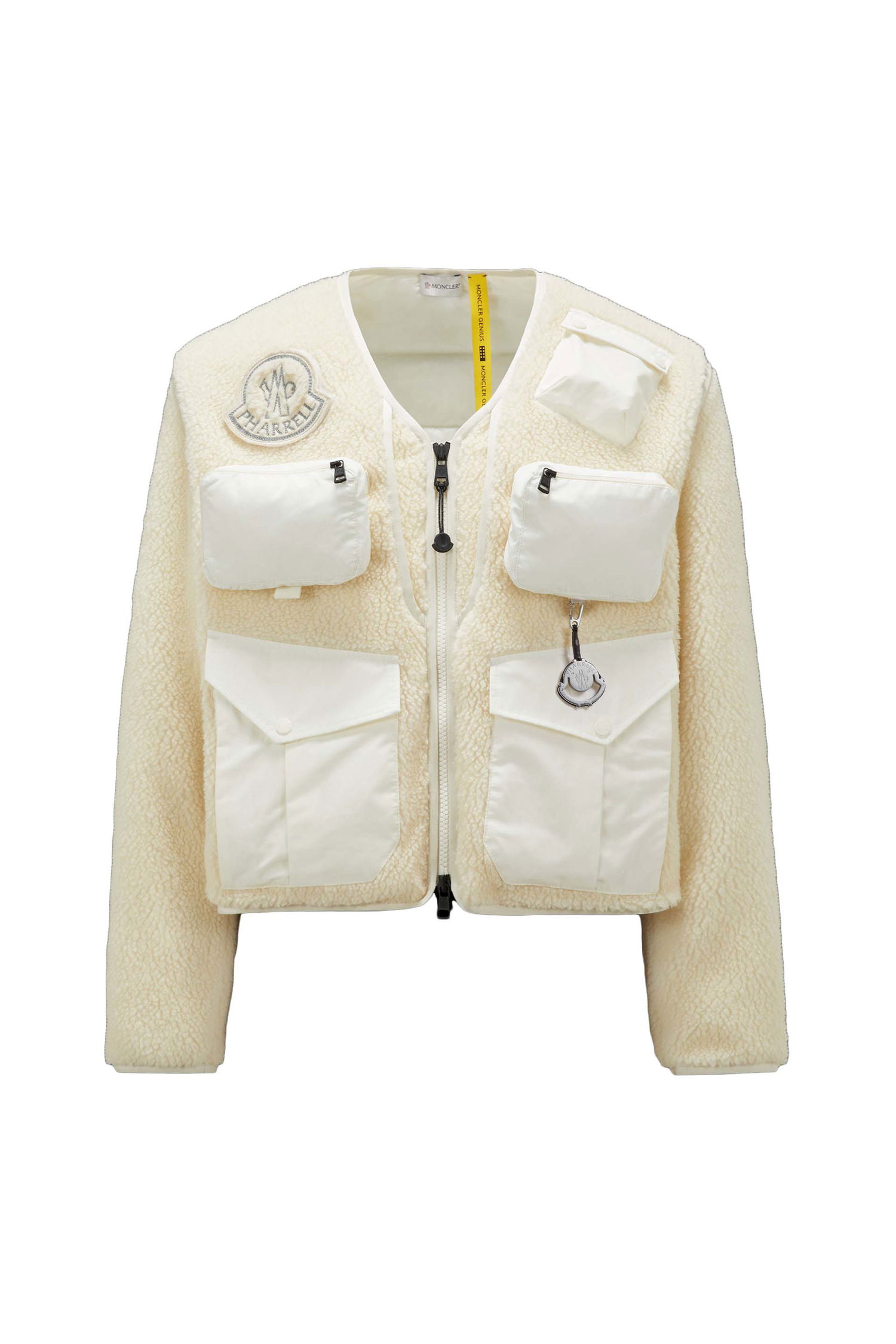 Sweater Moncler Pharrell x Padded Teddy Cardigan Hvid | I209R8G00001M3417032, 0