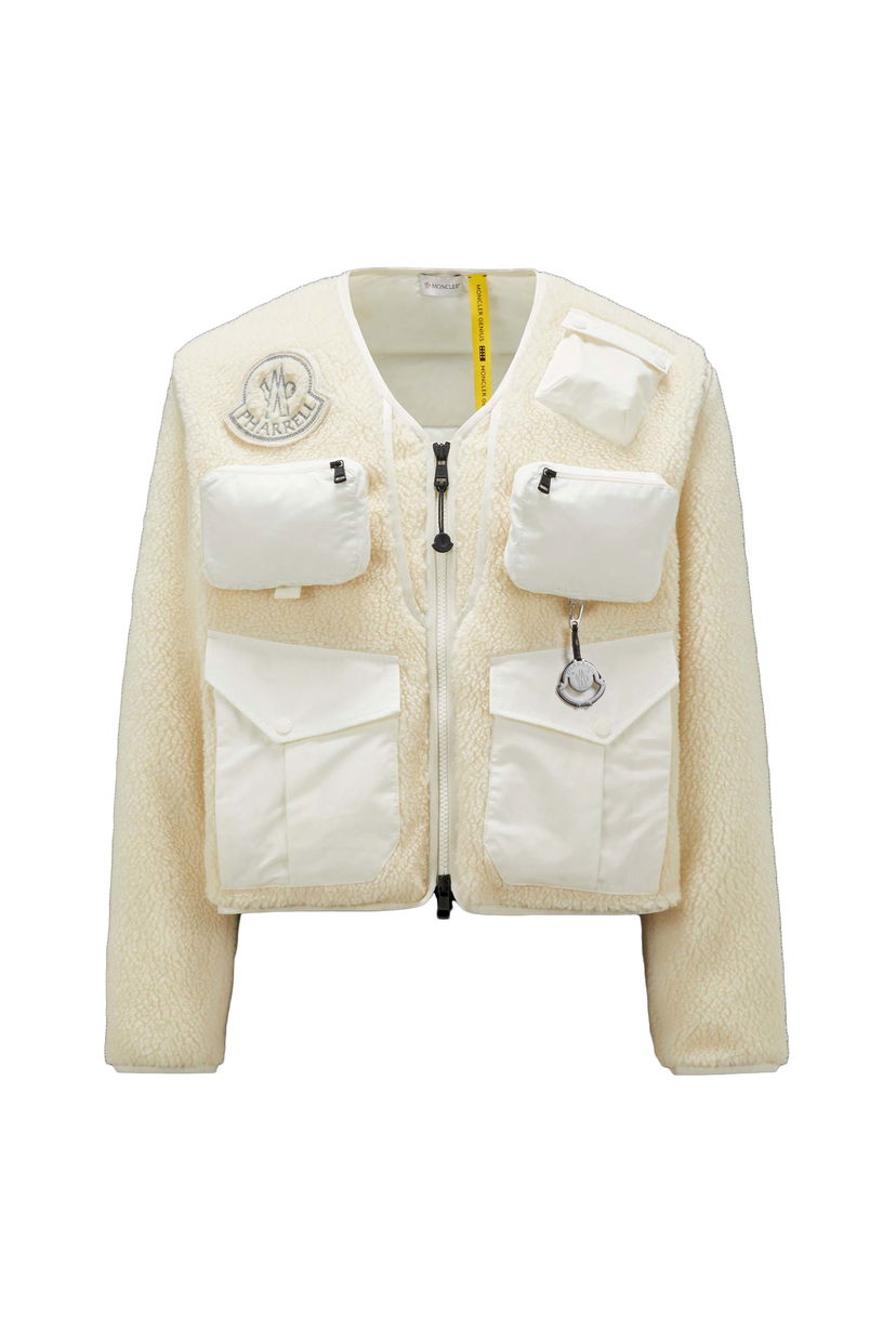 Sweater Moncler Pharrell x Padded Teddy Cardigan Hvid | I209R8G00001M3417032