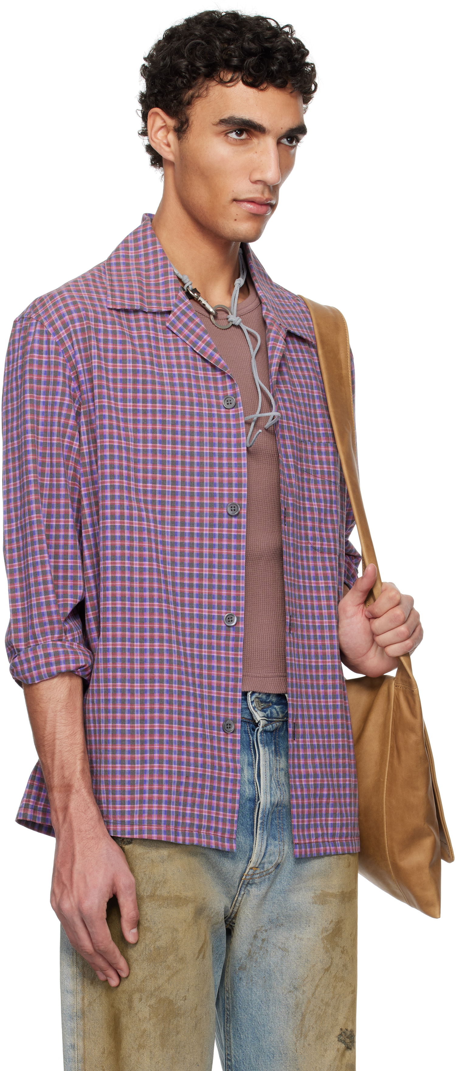 Skjorte OUR LEGACY Our Legacy Heusen Plaid Shirt Lilla | M2252HV, 1