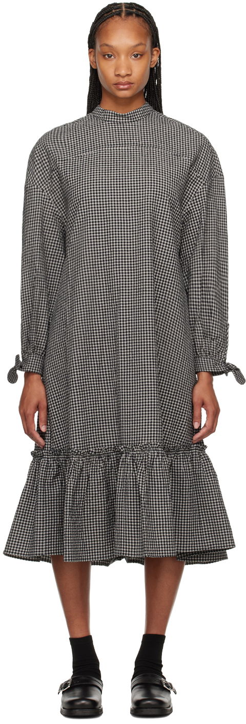 Kjole YMC YMC Rushmore Gingham Midi Dress Sort | Q1WAI, 0
