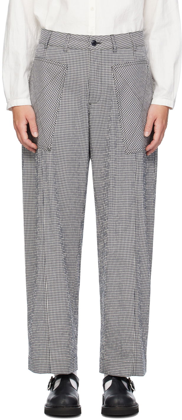 Bukser YMC YMC Peggy Gingham Check Trousers Blå | Q4WMI