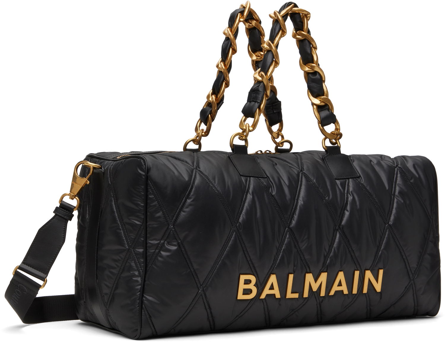 Rejsetaske Balmain Balmain Quilted Nylon Diamond Travel Duffle Bag Sort | EM1EC237TNDT, 1