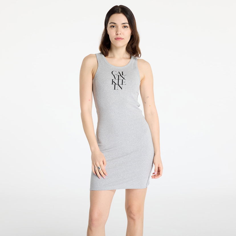 Kjole CALVIN KLEIN Calvin Klein Jeans Women's Cotton Rib Dress Grå | LV044C203G P79