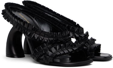 Tilbehør Dries Van Noten Dries Van Noten Ruffled Leather Heeled Sandals Sort | WS251-1566-150, 3