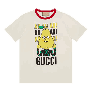 T-shirt Gucci Pear Print Cotton T-Shirt Hvid | 703439 XJEIY 9095, 0