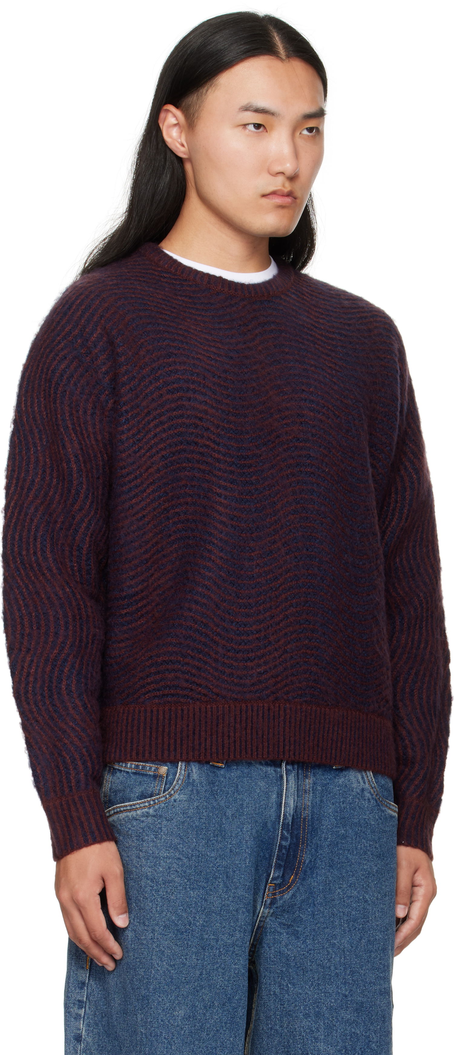 Sweater Dime Dime Mohair Wave Knit Sweater Bourgogne | DIMEFA254BUR, 1