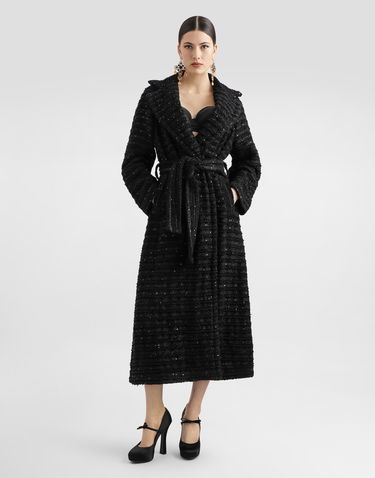 Frakker Dolce & Gabbana Dolce & Gabbana Tweed Coat with Micro-Sequin Embellishment Sort | F0W3FTHUMKNN0000, 1