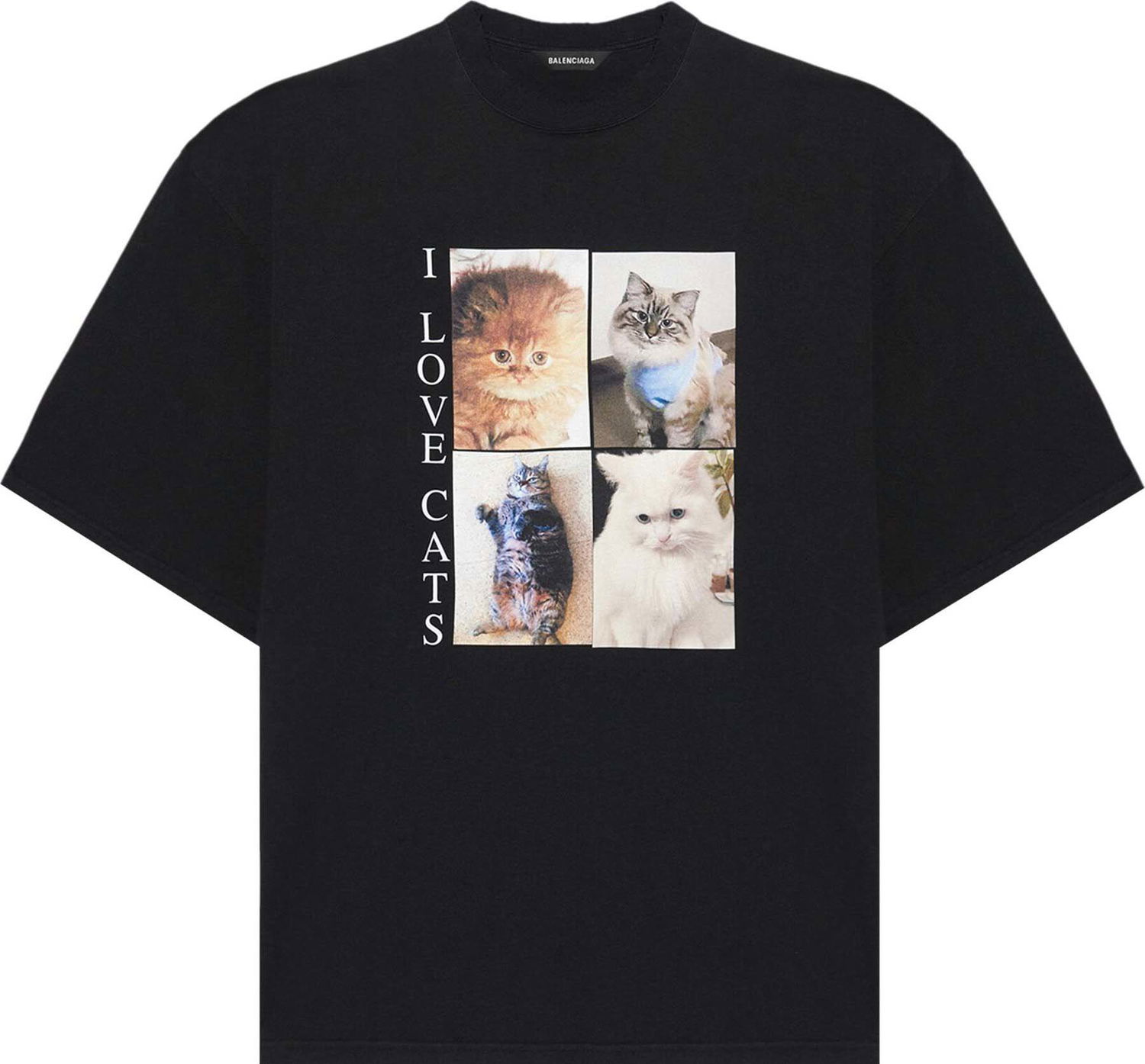 T-shirt Balenciaga I Love Cats T-Shirt Sort | 641614TJVG81000, 0