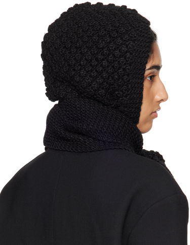Tørklæde SHUSHU/TONG SHUSHU/TONG Knit Bowknot Hooded Scarf Sort | MWDCAC05 ACR001, 2