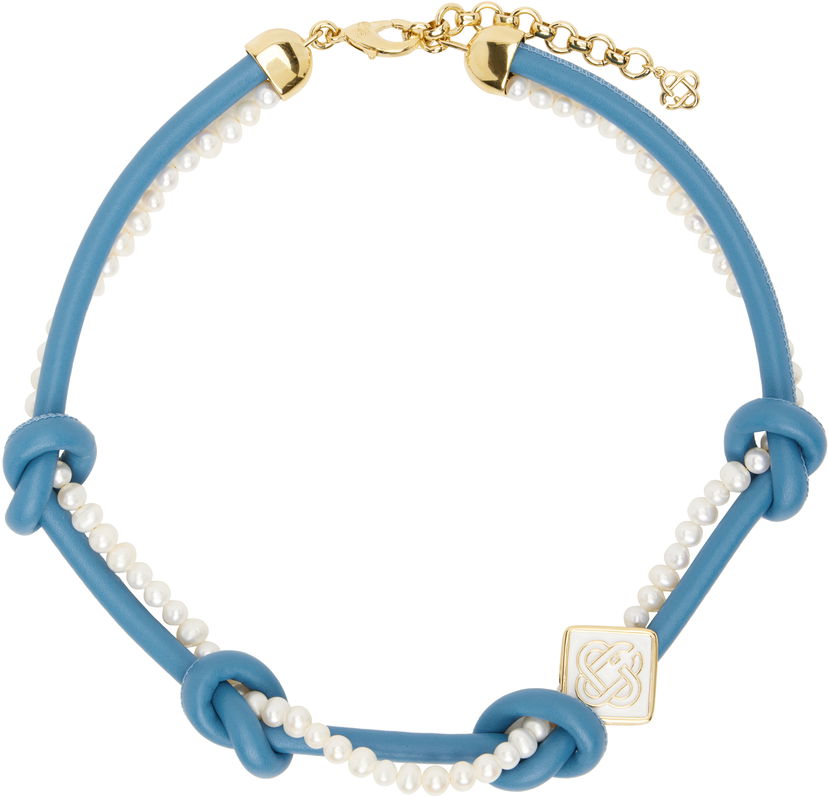 Halskæde Casablanca Casablanca Knotted Pearl Necklace Blå | AS25-JW-264-01