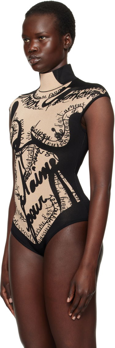 Krop Balmain Balmain Jacquard Knit Torso Bodysuit Beige | EF1BC025KH95, 3