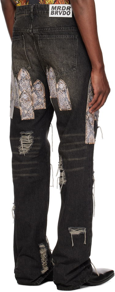 Jeans Who Decides War Who Decides War Patch Arch Distressed Denim Jeans Sort | 1120960017SS25, 2