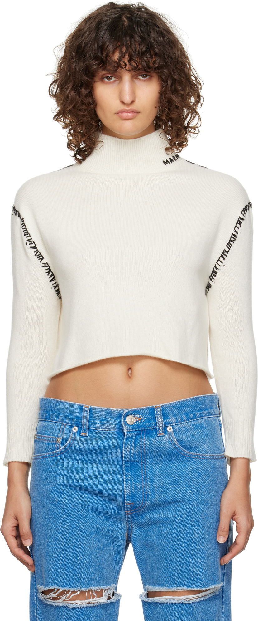 Sweater Marni Wool Cashmere Wrap Sweater Hvid | DVMD0174Q1 UFZ373