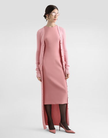 Sweater Dolce & Gabbana Dolce & Gabbana Women's Long Ribbed Wool Cardigan Lyserød | FXV37TJCVXGF2528, 1