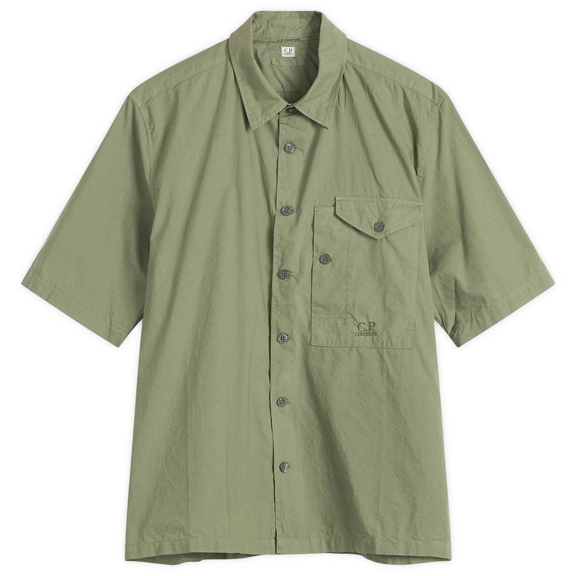 Skjorte C.P. Company C.P. Company Short Sleeve Shirt with Pocket Logo Grøn | 18CMSH249A-005328G-GRN