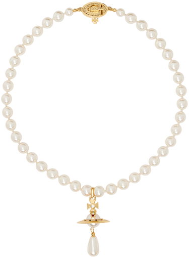 Halskæde Vivienne Westwood Pearl Drop Choker Necklace Metalisk | 63030008-02R118-CN, 0