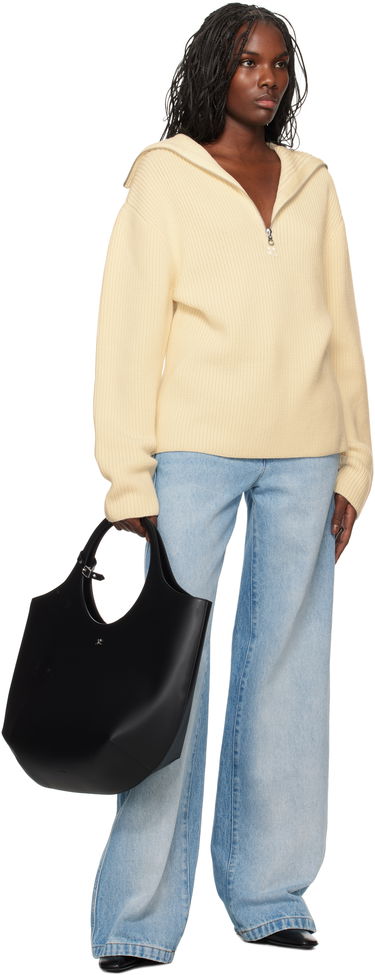 Sweater Courrèges Ribbed Wool Half-Zip Sweater Gul | 324MPU182FI0036, 3
